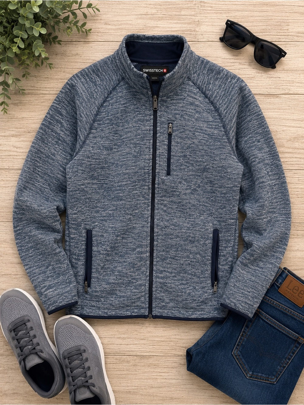 Swisstech Heathered Blue Full-Zip Jacket